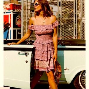 SPELL & THE GYPSY COLLECTIVE DAHLIA RA-RA MINI DRESS IN MULBERRY SIZE XS